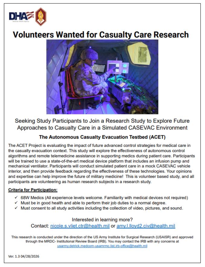 Casualty Care Research flyer